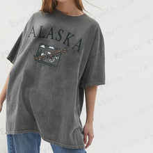 Load image into Gallery viewer, Fashion women&#39;s cotton Stand collar half zipper letter printing long sleeve sweatshirts Vintage Grey casual loose sweatshirt
